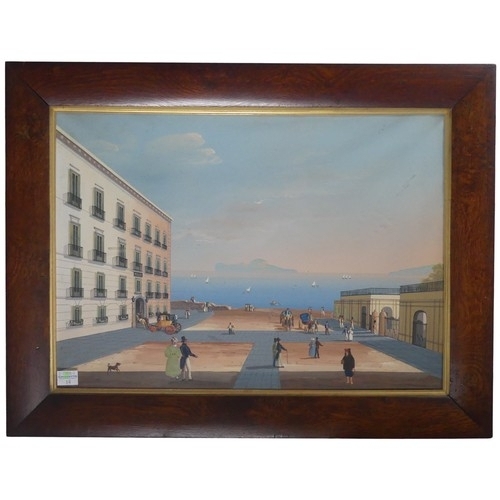 200 - Neapolitan School (19th century) Villa Reale, Naples, a pair, gouache on paper, 30cm x 43cm, in glaz... 