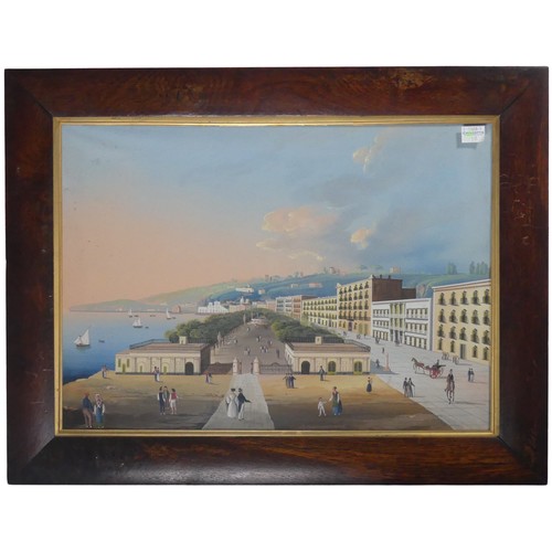 200 - Neapolitan School (19th century) Villa Reale, Naples, a pair, gouache on paper, 30cm x 43cm, in glaz... 