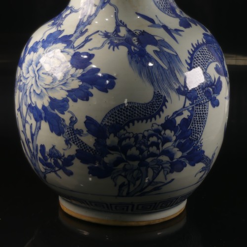 159 - A large late 19thC Chinese blue and white porcelain Vase, of baluster form with long tapering neck a... 