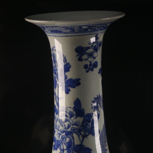 159 - A large late 19thC Chinese blue and white porcelain Vase, of baluster form with long tapering neck a... 