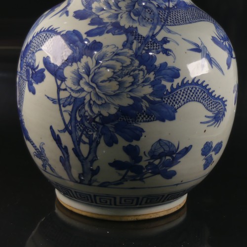 159 - A large late 19thC Chinese blue and white porcelain Vase, of baluster form with long tapering neck a... 