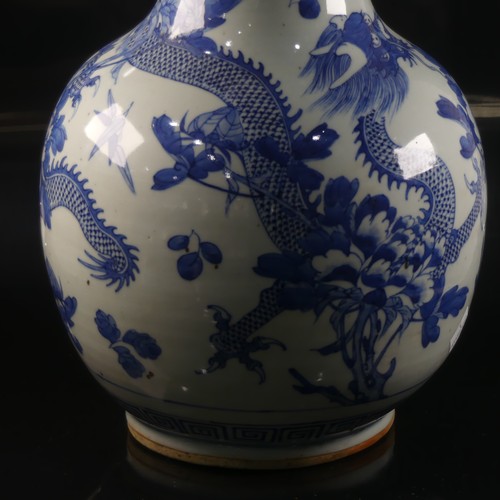 159 - A large late 19thC Chinese blue and white porcelain Vase, of baluster form with long tapering neck a... 