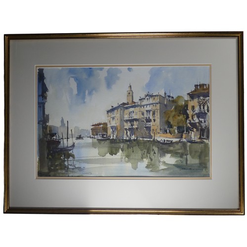 201 - John Hoar (British, b.1947), Venetian canal scene, watercolour, signed, 32cm x 50cm, and another wat... 