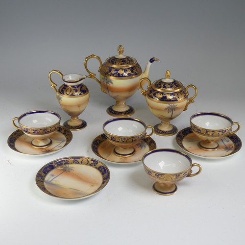 103 - A Noritake 'Bedouin' pattern four-piece Tea Set, comprising Teapot, Sucrier, Milk Jug, four Teacups ... 