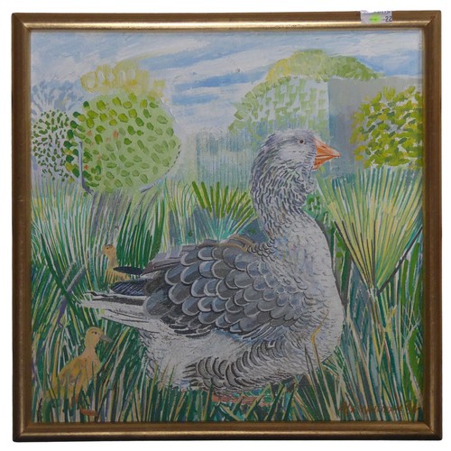 230 - Alex Williams (born 1942), Toulouse Goose and goslings, oil on canvas, signed, bears artists label v... 