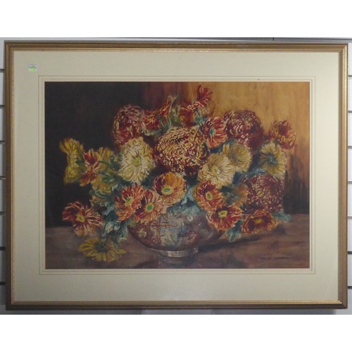 204 - Marion Broom (British 1878-1962), Still Life Vase of Flowers, watercolour, signed, 50cm x 70cm, fram... 