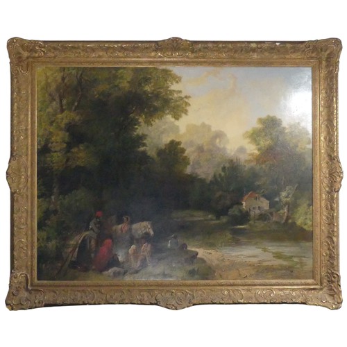 213 - Samuel John Egbert Jones (fl.1820-1845), A gypsy encampment, oil on canvas, signed and dated 'SJE Jo... 