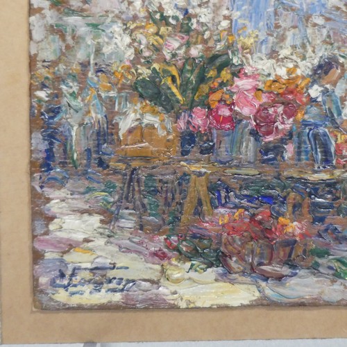 231 - Victor Louis Cuguen (French, 1882-1969), The Flower Market, oil on board, signed, gallery label vers... 