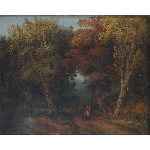 219 - Attributed to John Glendall (1789-1865), Landscape with Figures, oil on canvas, bears label verso, 1... 