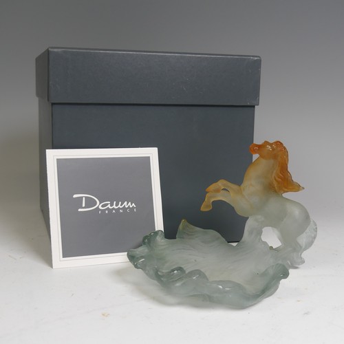 151 - Daum France, a pate de verre 'Chevaux de Marly' prancing horse, 10cm high, the base etched 'Daum Fra... 