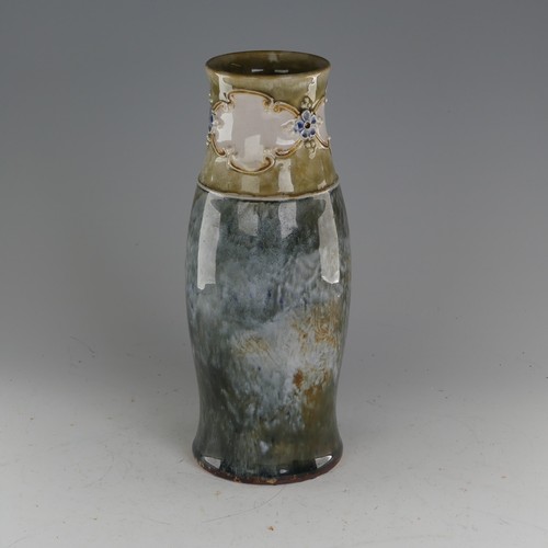 102 - A Royal Doulton stoneware Vase, of slender baluster form, with tubelined design, impressed factory m... 