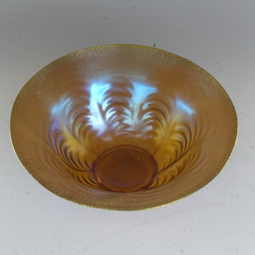 139 - A Myra-style WMF opalescent glass Bowl, with ridged conical body and flared rim, D 20.5cm x H 8cm, t... 