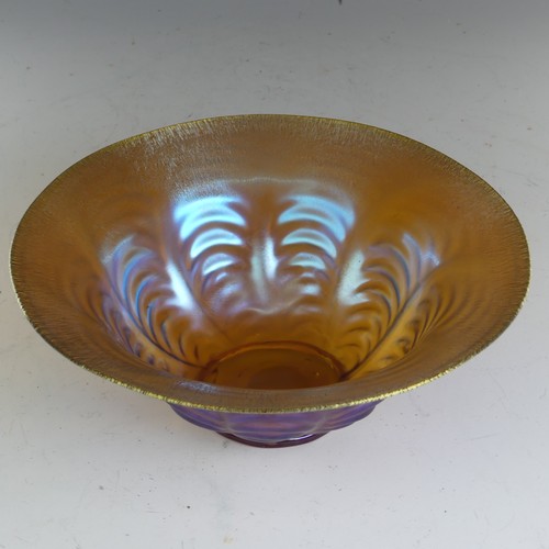 139 - A Myra-style WMF opalescent glass Bowl, with ridged conical body and flared rim, D 20.5cm x H 8cm, t... 