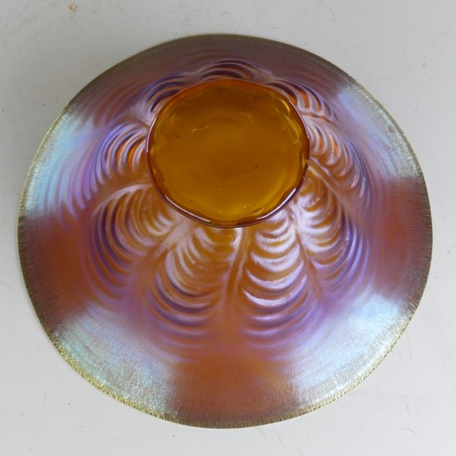 139 - A Myra-style WMF opalescent glass Bowl, with ridged conical body and flared rim, D 20.5cm x H 8cm, t... 