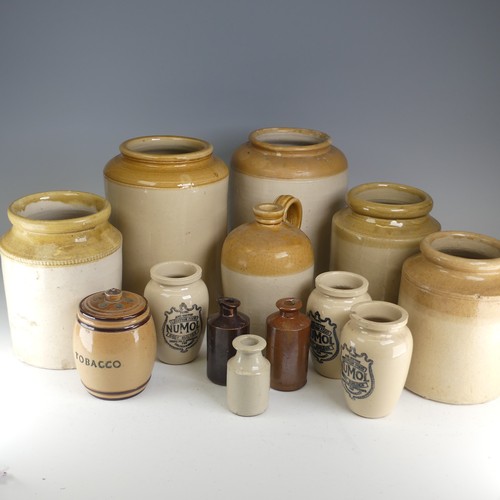 135 - A Doulton stoneware lidded Jar, H 13 cm, together with ten other stoneware Jars(11)