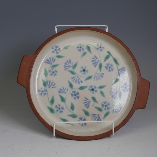 67 - Phillip and Frannie Leach Springfield Pottery circular Dish, decorated to the well with flora, twin ... 