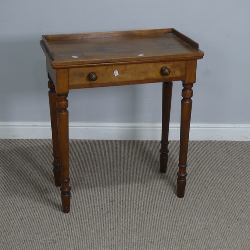 506 - A Victorian mahogany Side Table, the three-quarter gallery to top, raised on turned supports, W 69 c... 