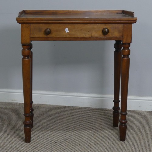 506 - A Victorian mahogany Side Table, the three-quarter gallery to top, raised on turned supports, W 69 c... 