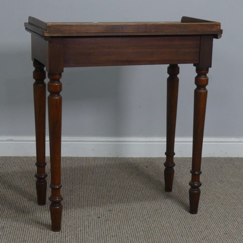 506 - A Victorian mahogany Side Table, the three-quarter gallery to top, raised on turned supports, W 69 c... 