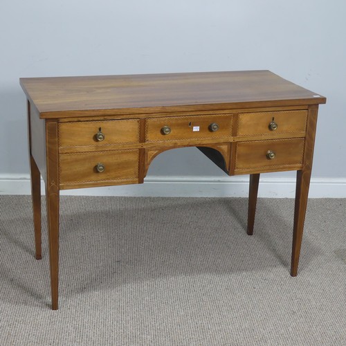 507 - An Edwardian inlaid mahogany writing Desk/Dressing Table, the top and drawers with alternating bande... 