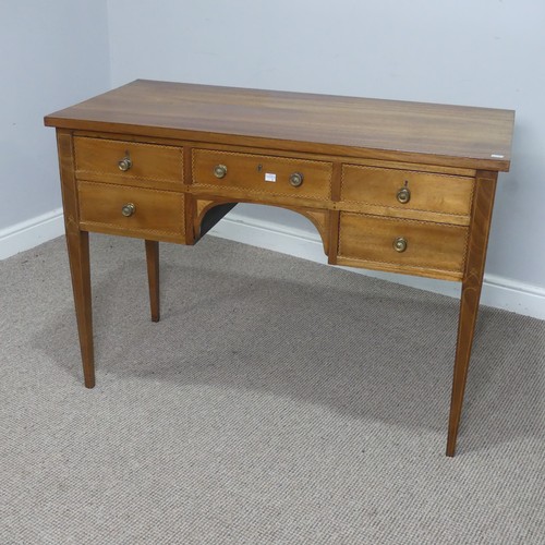 507 - An Edwardian inlaid mahogany writing Desk/Dressing Table, the top and drawers with alternating bande... 