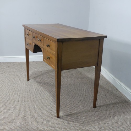 507 - An Edwardian inlaid mahogany writing Desk/Dressing Table, the top and drawers with alternating bande... 