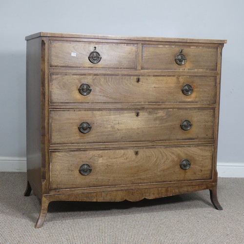 511 - A Georgian cross-banded mahogany Chest of Drawers, with two short over three long graduating drawers... 