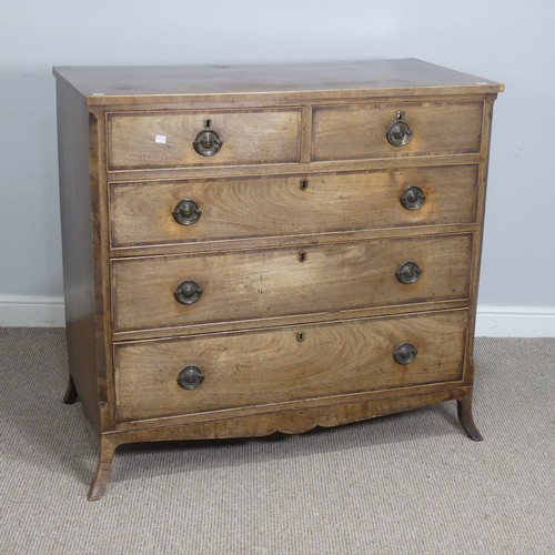 511 - A Georgian cross-banded mahogany Chest of Drawers, with two short over three long graduating drawers... 