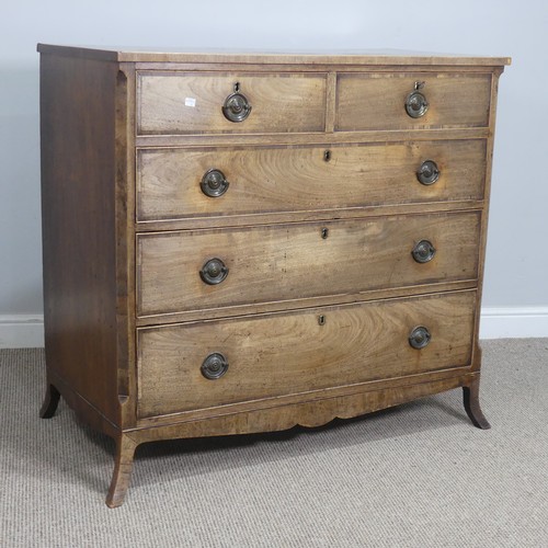 511 - A Georgian cross-banded mahogany Chest of Drawers, with two short over three long graduating drawers... 