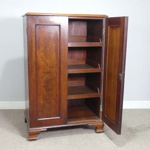 512 - A 19thC flame mahogany Linen Press/Cupboard, of small proportions, two cupboard doors concealing thr... 