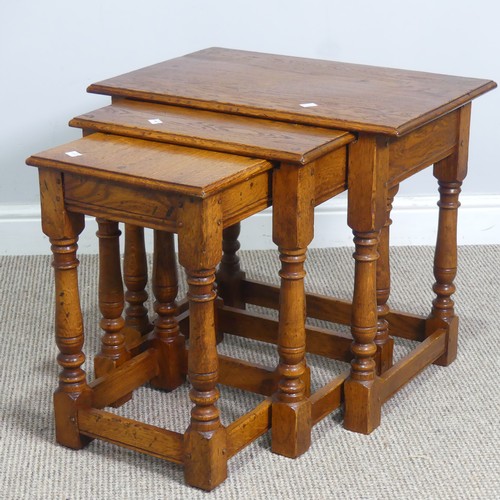 532 - A Brights of Nettlebed oak nest of three Tables, W 56 cm x H 50.5 cm x D 38.5 cm, together with anot... 