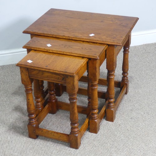 532 - A Brights of Nettlebed oak nest of three Tables, W 56 cm x H 50.5 cm x D 38.5 cm, together with anot... 