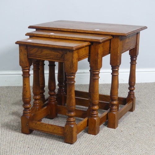 532 - A Brights of Nettlebed oak nest of three Tables, W 56 cm x H 50.5 cm x D 38.5 cm, together with anot... 