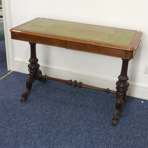 541 - A 19th century burr walnut Library Table, of small proportions, the moulded rectangular top inset wi... 