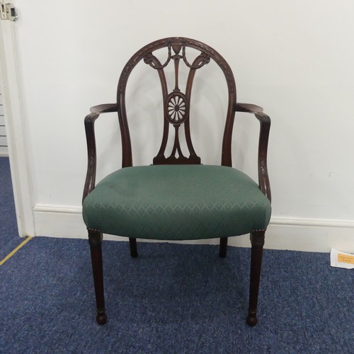 543 - A 19th century Adam style mahogany carved open Armchair, the arched back with pediment swags issuing... 