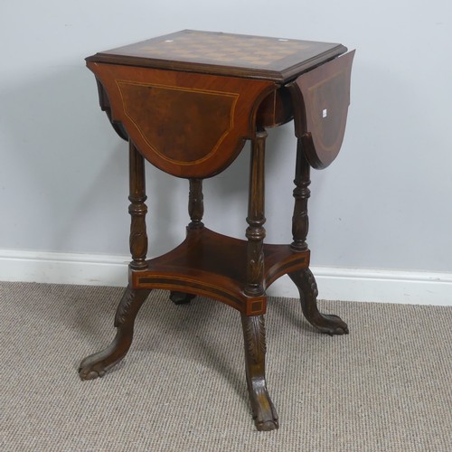 544 - An Edwardian burr walnut and mahogany Chess Table, the top with boxwood inlaid chess board, each edg... 