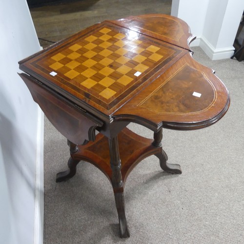 544 - An Edwardian burr walnut and mahogany Chess Table, the top with boxwood inlaid chess board, each edg... 