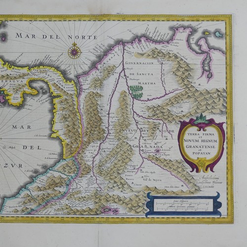 39 - Blaeu (Willem, Dutch, 1571-1638) 'Terra Firma et Novum Regnum Granatense et Popayan', a 17thC engrav... 