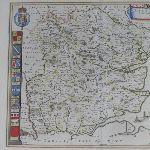 27 - British County Maps; Essex, including, Blaeu 'Essexia Comitatus, c.1660's, with contemporary hand co... 