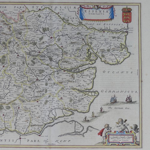 27 - British County Maps; Essex, including, Blaeu 'Essexia Comitatus, c.1660's, with contemporary hand co... 