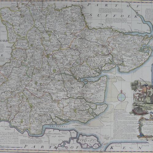 27 - British County Maps; Essex, including, Blaeu 'Essexia Comitatus, c.1660's, with contemporary hand co... 