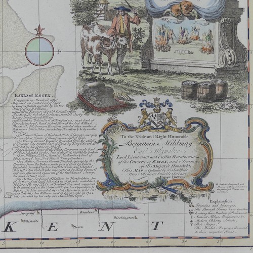 27 - British County Maps; Essex, including, Blaeu 'Essexia Comitatus, c.1660's, with contemporary hand co... 