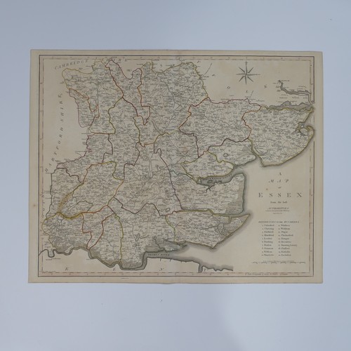 27 - British County Maps; Essex, including, Blaeu 'Essexia Comitatus, c.1660's, with contemporary hand co... 