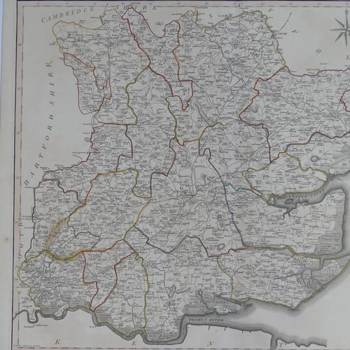 27 - British County Maps; Essex, including, Blaeu 'Essexia Comitatus, c.1660's, with contemporary hand co... 