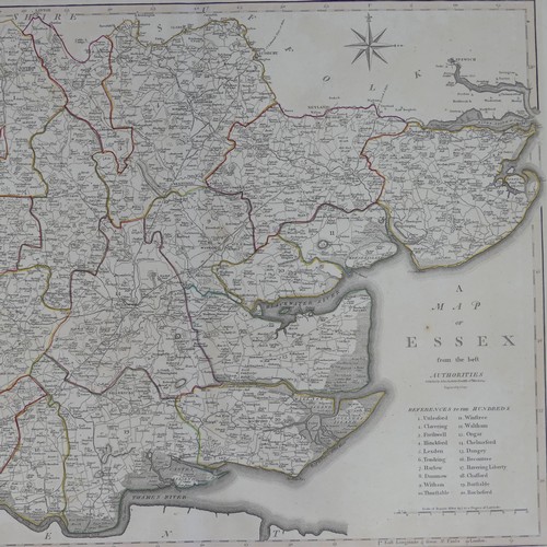 27 - British County Maps; Essex, including, Blaeu 'Essexia Comitatus, c.1660's, with contemporary hand co... 