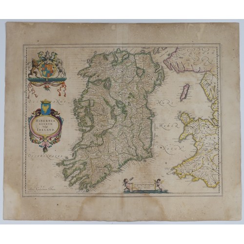 2 - Blaeu (Willem, Dutch, 1571-1638) 'Hibernia Regnum Vulgo Ireland.' A mid-17thC engraved double page m... 