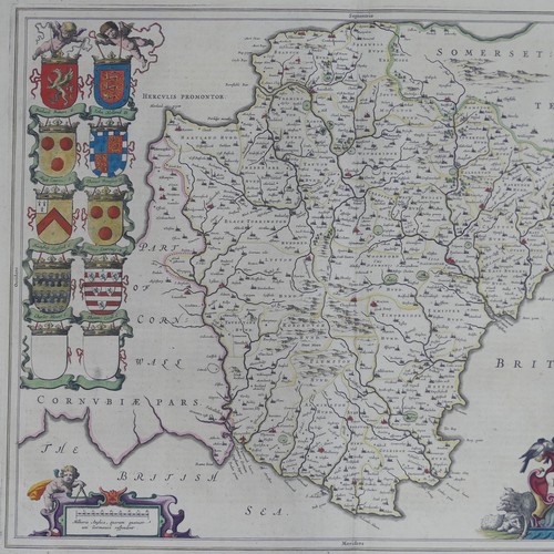 25 - Blaeu (Johannes (Joan) Dutch 1596-1673) 'Devonia vulgo Devon-shire.', a mid 17thC engraved double pa... 