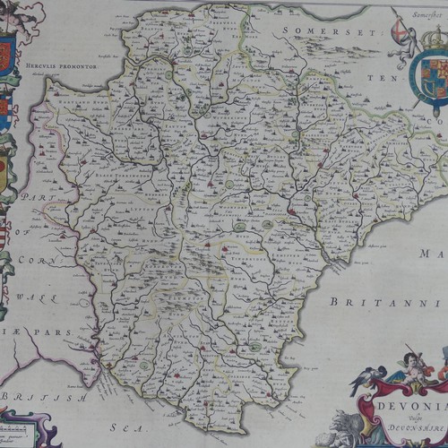 25 - Blaeu (Johannes (Joan) Dutch 1596-1673) 'Devonia vulgo Devon-shire.', a mid 17thC engraved double pa... 