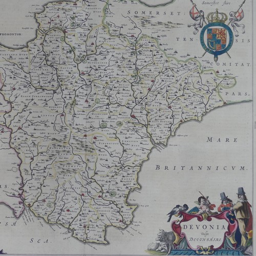 25 - Blaeu (Johannes (Joan) Dutch 1596-1673) 'Devonia vulgo Devon-shire.', a mid 17thC engraved double pa... 