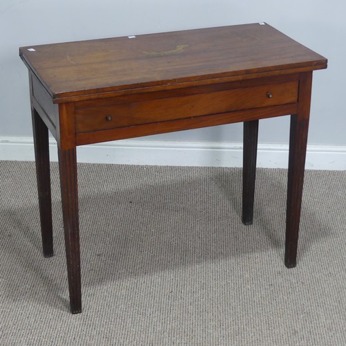 548 - A Georgian mahogany tea Table, the rectangular top over singular frieze drawer, raised on tapering r... 